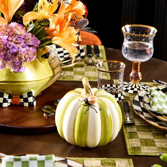 Mackenzie-Childs Fergal's Friend Spider on Small Moss Stripe Pumpkin NEW - Picture 2 of 5